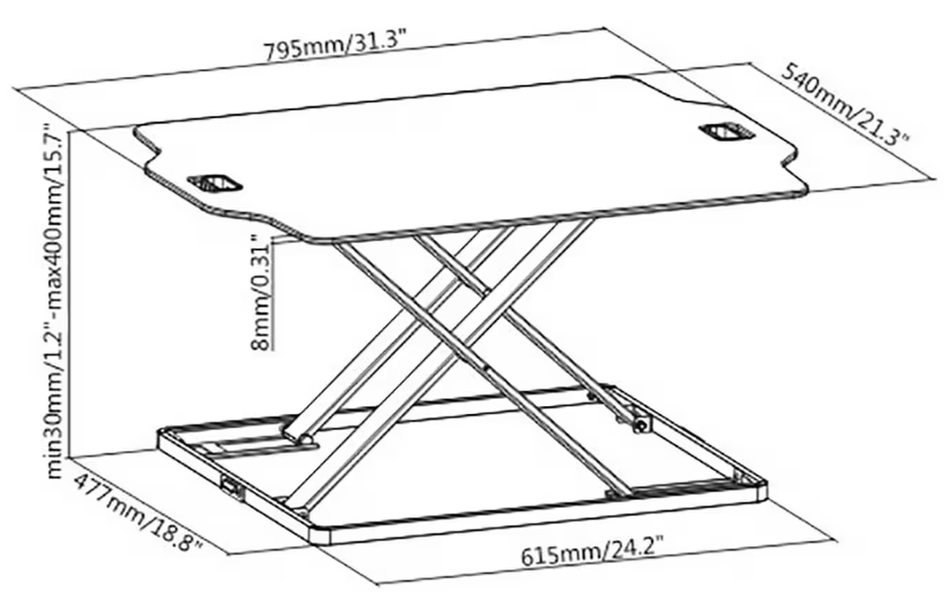 ProperAV Slim Profile Stand Up Desk Workstation - White | Adjustable Office Tabl