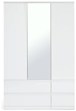 Home Jenson 3 Door Mirror Wardrobe - Matte White | Organizer Bedroom Furniture
