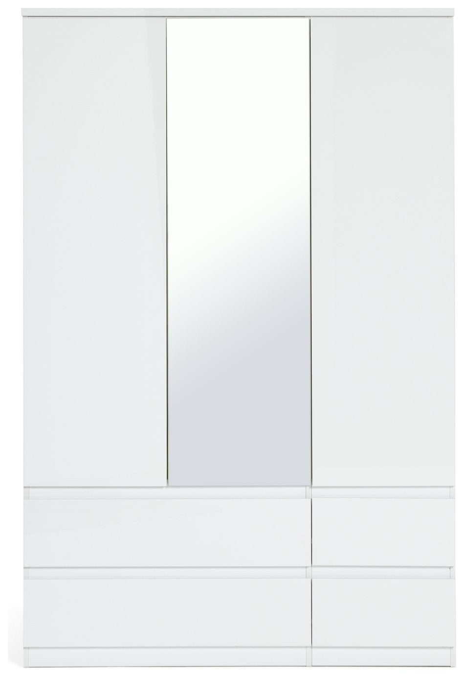 Home Jenson 3 Door Mirror Wardrobe - Matte White | Organizer Bedroom Furniture
