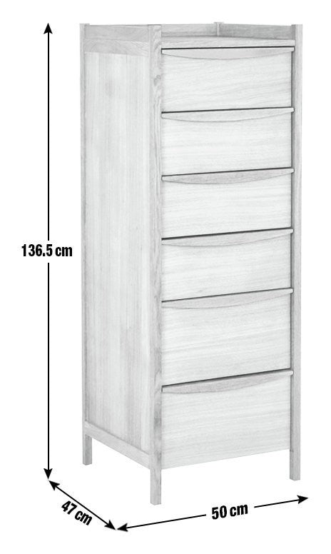 Derwent 6 Drawer Tallboy - Oak | Vertical dresser
