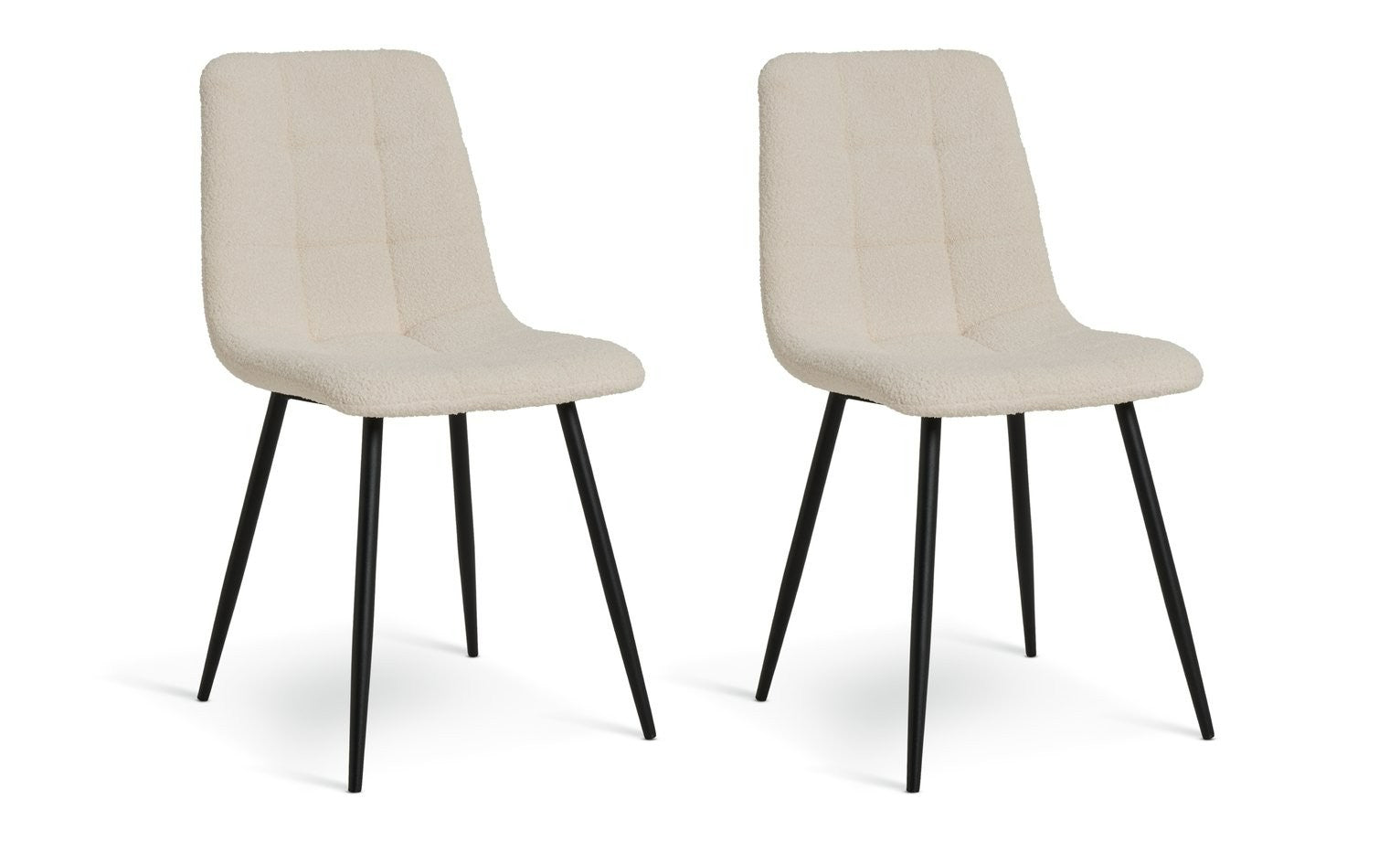 Cobin Pair of Boucle Dining Chairs - White | Comfortable white boucle chairs