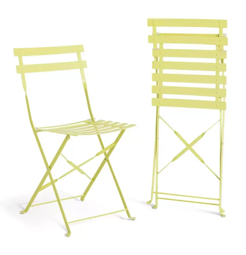 Eve 2 Seater Folding Metal Garden Bistro Set Yellow | Outdoor Patio Set