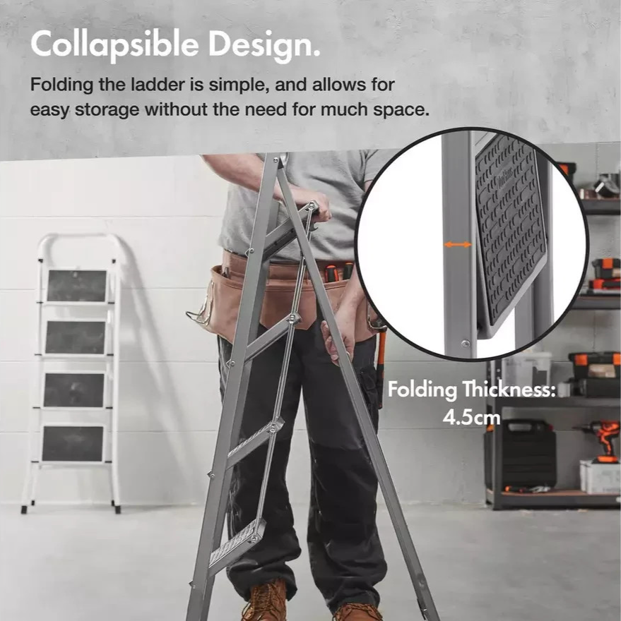 VonHaus 4 Tread Foldable Step Ladder | Folding Household Stepladder
