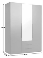 Hallingford 3 Door 3 Drawer Wardrobe-White Gloss (B GRADE)