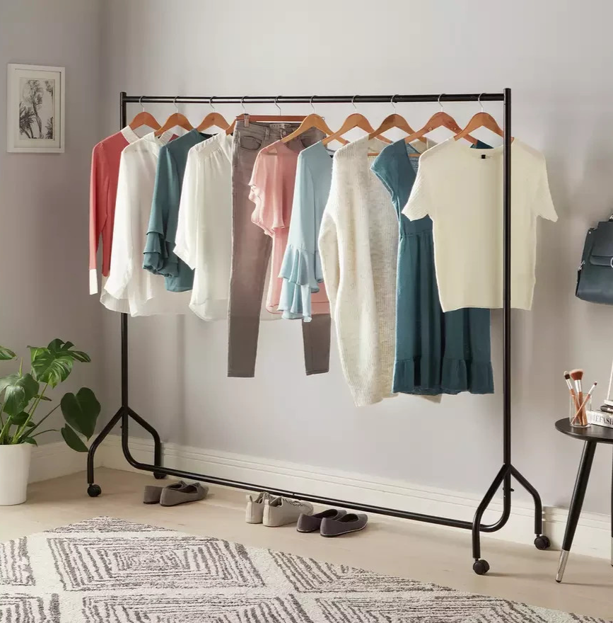 Heavy Duty 6 Feet Wide Clothes Rail Black | Garment Hanging Rail Clothes Storage