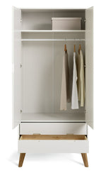 Pimlico 2 Door 2 Drawer Wardrobe - White | Slim wardrobe for small rooms