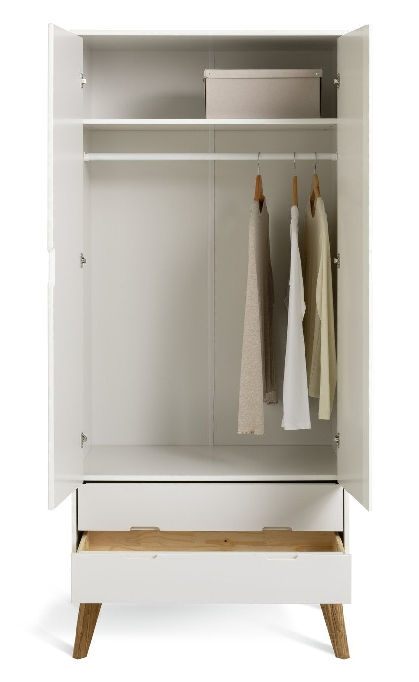 Pimlico 2 Door 2 Drawer Wardrobe - White | Slim wardrobe for small rooms