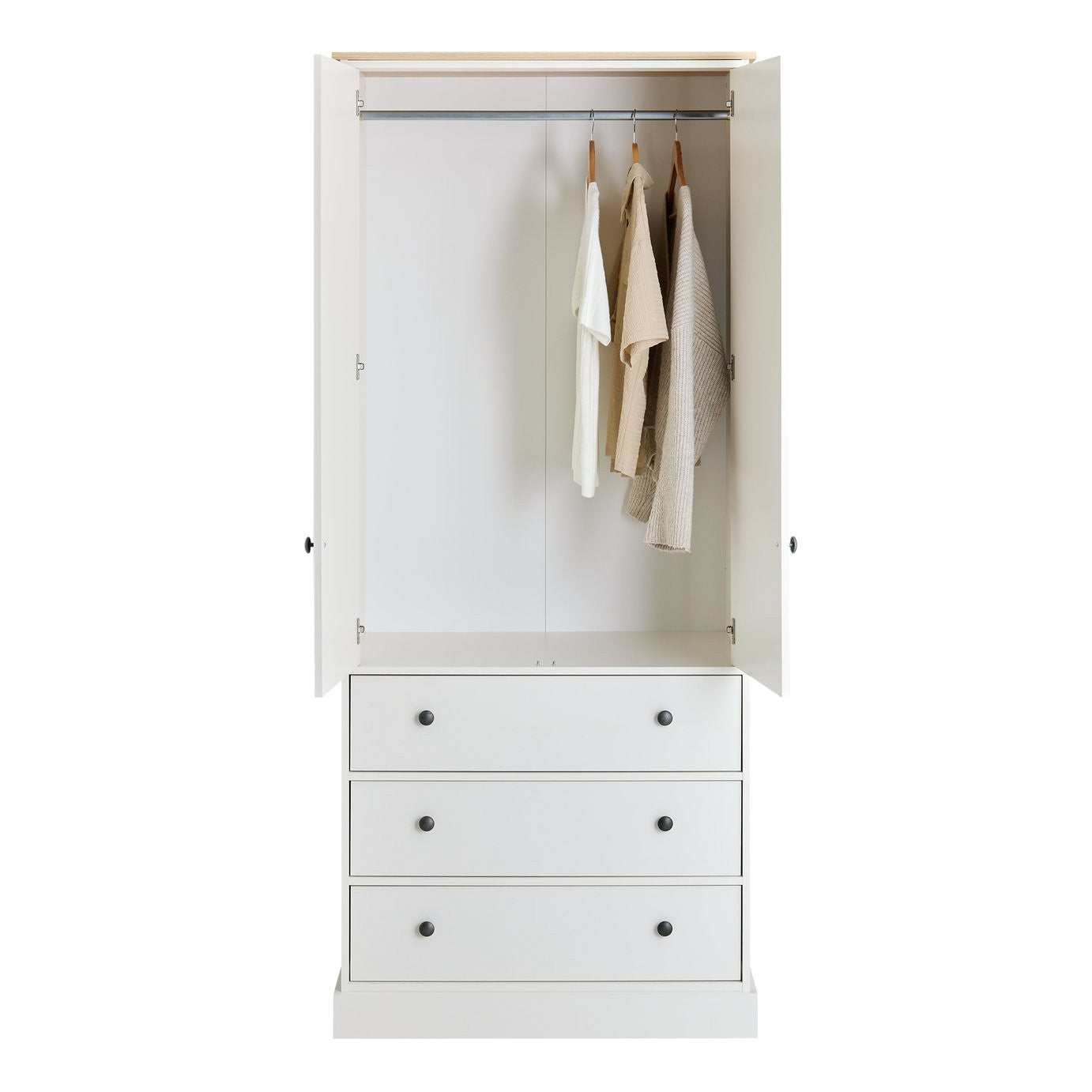 Home Kensington 2 Door 3 Drawer Wardrobe - Ivory | Elegant Bedroom Furniture