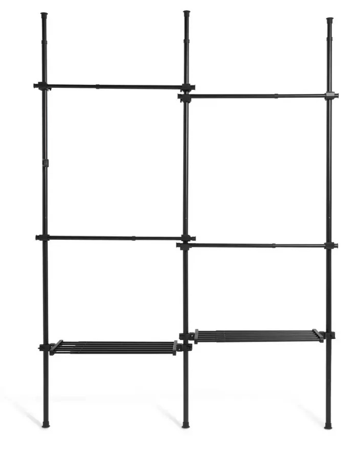 Double Adjustable Ceiling Clothes Rail Black | Hanging Garment Storage Rack