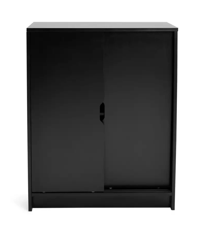 Home Chloe 2 Door Shoe Storage Cabinet Black | Hallway Footwear Organiser Unit