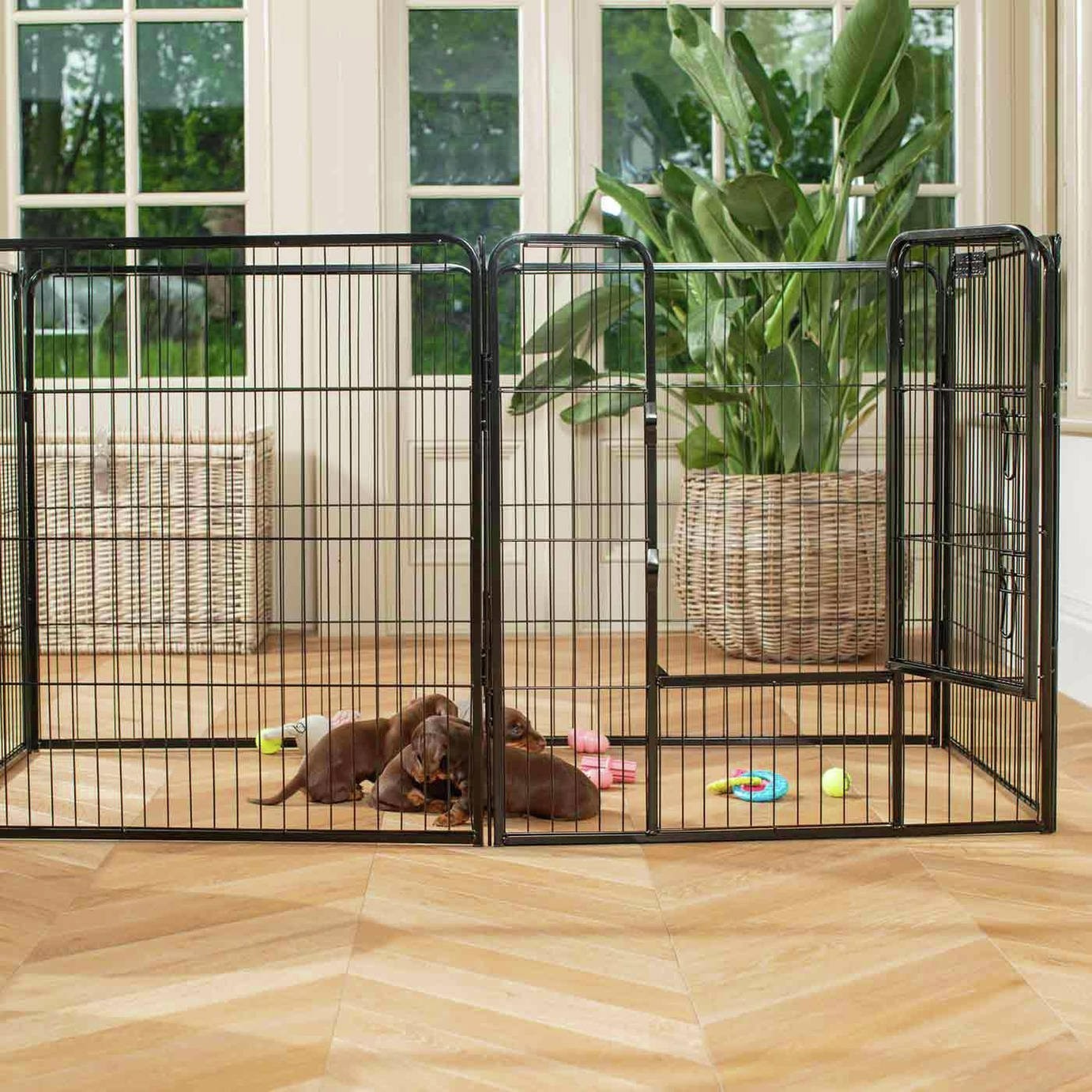 Lords & Labradors Puppy Play Pen Black - 80cm | Secure Containment Space