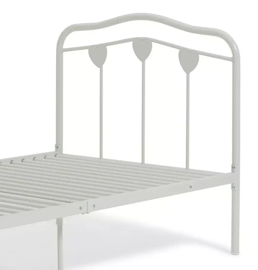 Home Hearts Single Metal Bed Frame - White | Sturdy Durable Bedframe for Bedroom