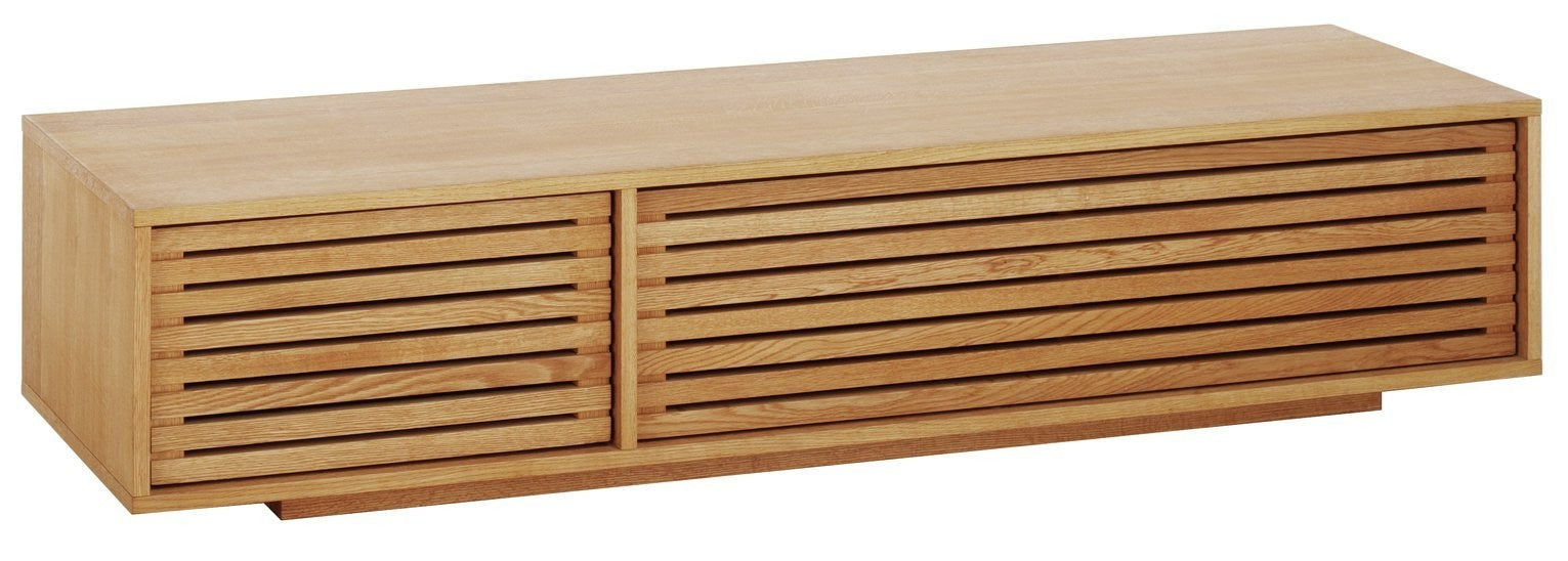 Max Slatted 2 Door TV Unit - Natural | Modern Media Console with Storage