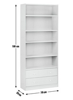 Maine 5 Shelf Bookcase With 2 Drawers Storage Unit Display Cabinet - Oak Effect