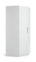 Munich Panelled Corner 1 Door Wardrobe - White | Space Saving Design