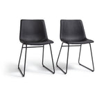 Joey Pair of Faux Leather Dining Chairs - Black | Modern dining chairs