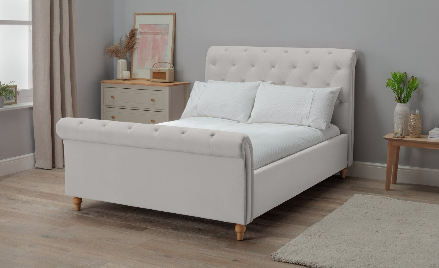 Harrogate Kingsize Velvet Bed Frame - Silver | Luxury Bedroom Style