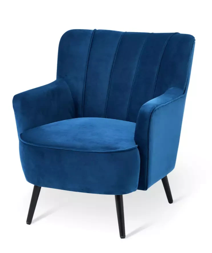 Home Liora Velvet Armchair Navy | Modern Living Room Accent Chair Furniture