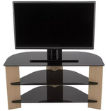 AVF Corner TV Stand With Storage Oak Eff Up to 42 Inch TV Unit Glass Black 90cm