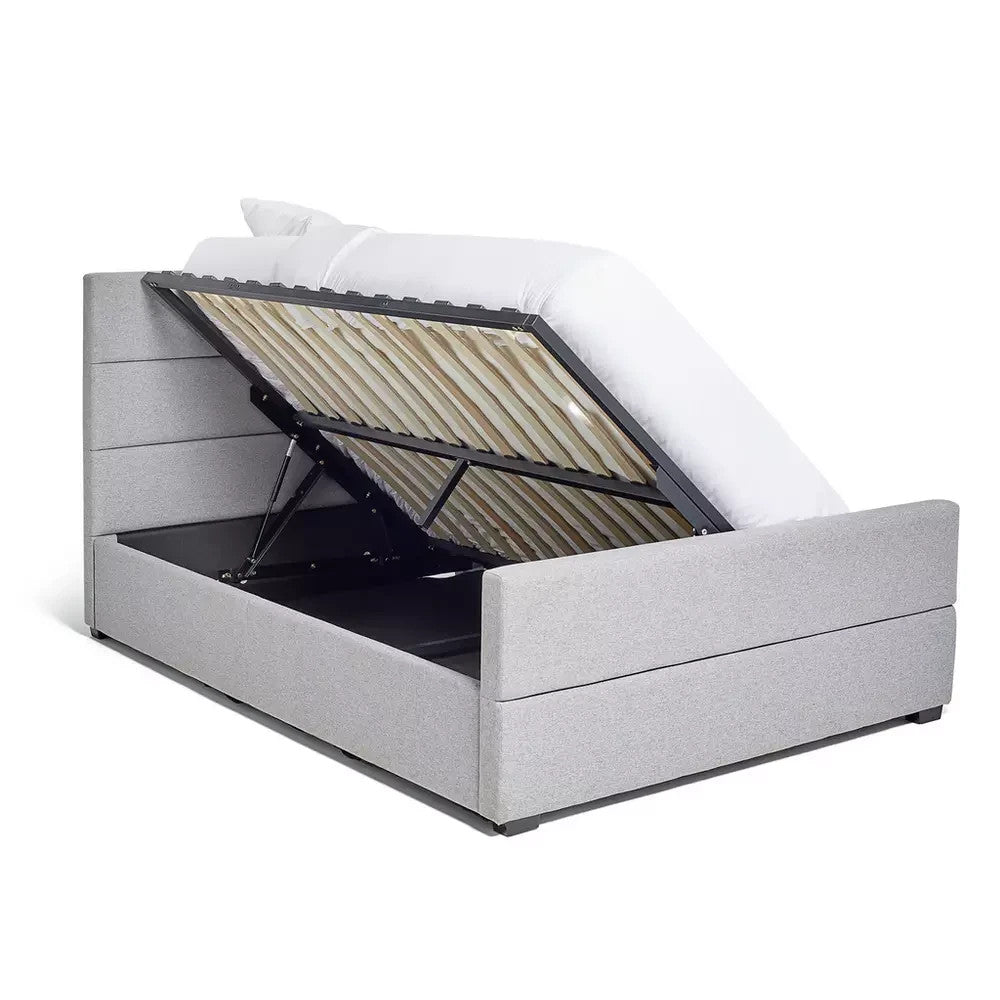 Costa Fabric Double Ottoman Bed Frame - Grey (S)