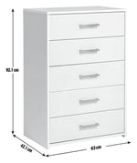 Home Oslo 5 Drawer Chest - White | Stylish Storage Furniture Bedroom Living Room
