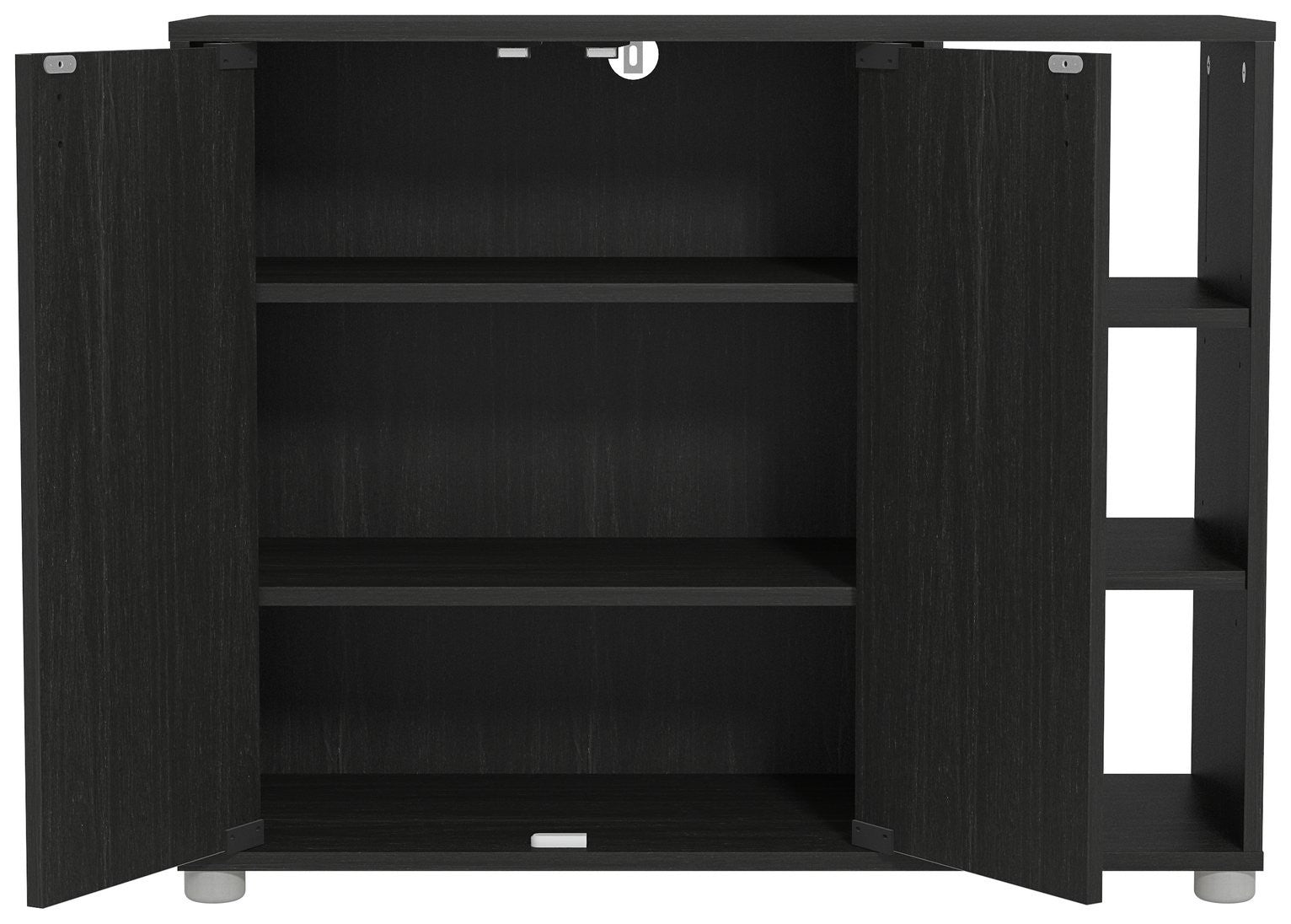 GFW Bideford 2 Door Shoe Storage Cabinet - Black | Footwear Storage Solution