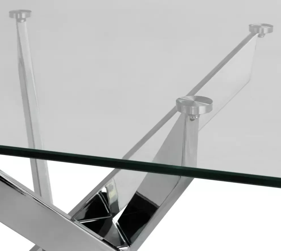 Blake Glass 6 Seater Dining Table - Chrome (B Grade 1057)