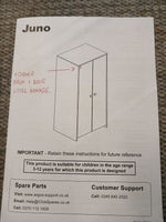 Kids Juno 2 Door Wardrobe - White (B Grade 1083.)