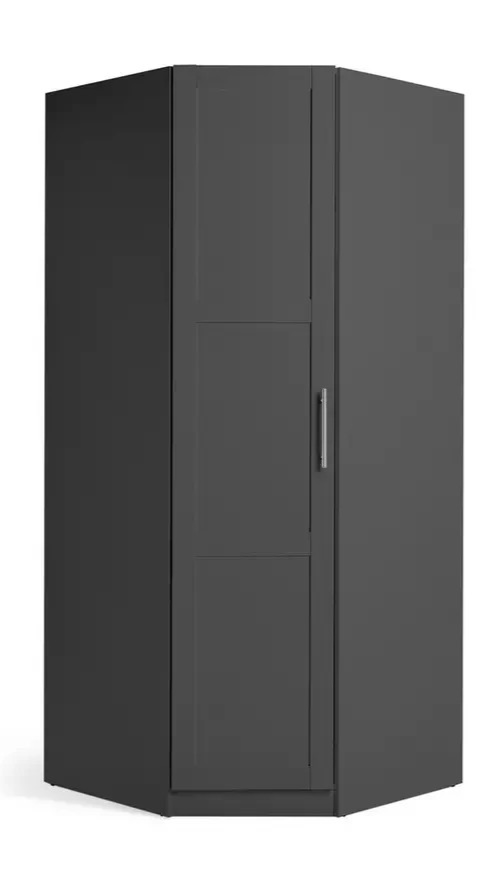 Munich Panelled Corner 1 Door Wardrobe Anthracite | Space Saving Bedroom Storage
