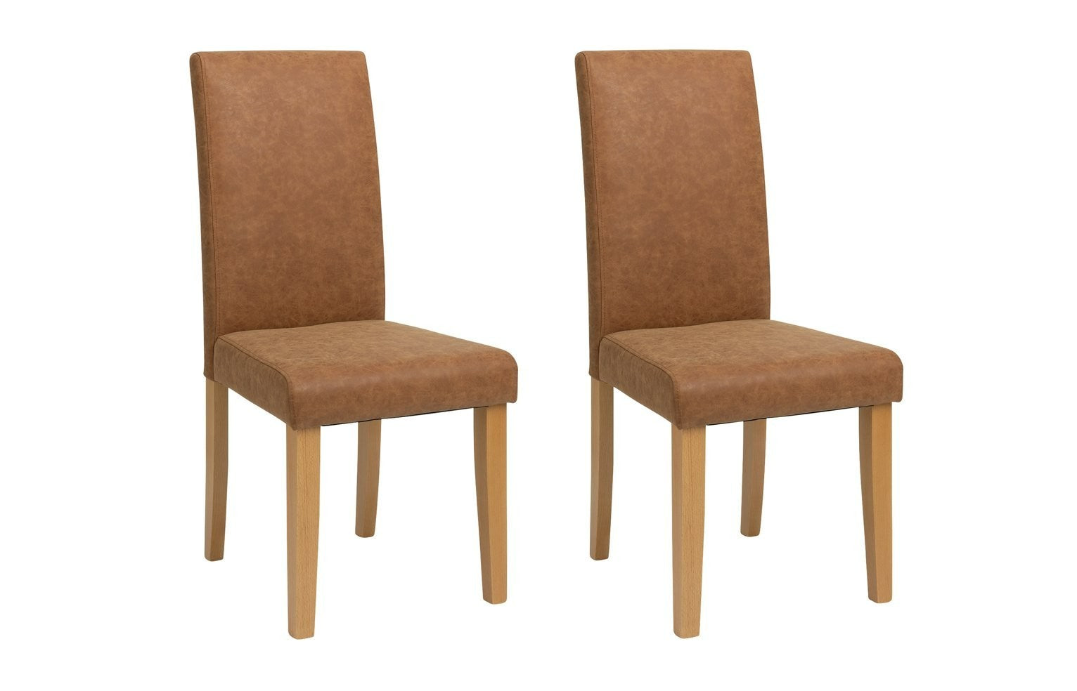 Home Pair of Faux Leather Dining Chair - Tan | Comfy and relaxed dinning chairs