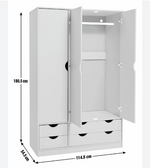 Pagnell 3 Door 4 Drawer Wardrobe - Grey