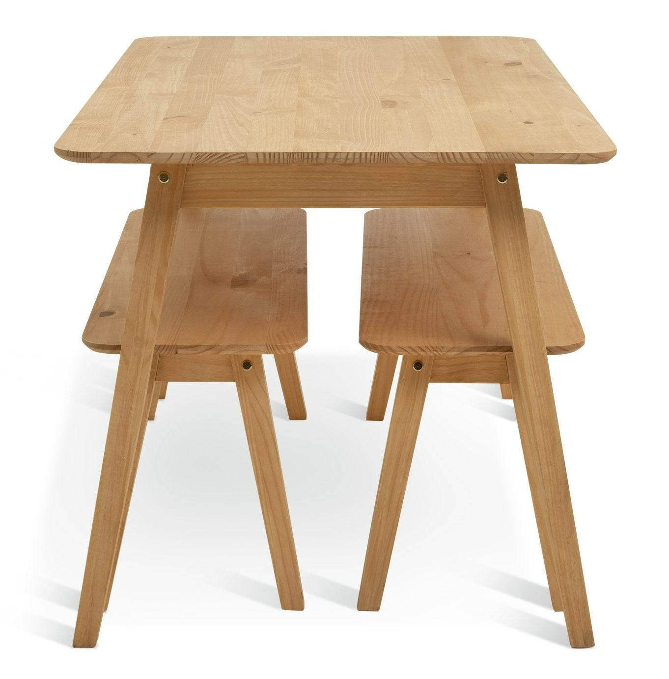 Parry Pine Dining Table & 2 Pine Benches | Natural Wood Aesthetic