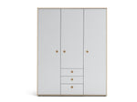 Camden 3 Door 3 Drawer Wardrobe - Grey & Acacia | Large wardrobe with drawers