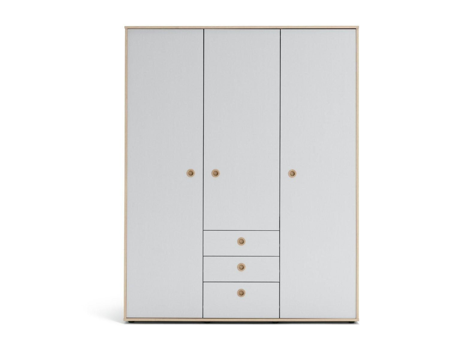 Camden 3 Door 3 Drawer Wardrobe - Grey & Acacia | Large wardrobe with drawers