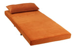 Roma Velvet Fabric Chairbed - Orange | Small Sofa Bed Guest Chair