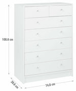 Malibu Modern 7 Drawer Chest Of Drawers Storage Cabinet - Black Oak Effect