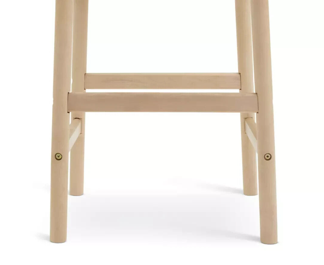 Habitat Nina Solid Birch Bar Stool - Natural | Modern Kitchen Breakfast Chair