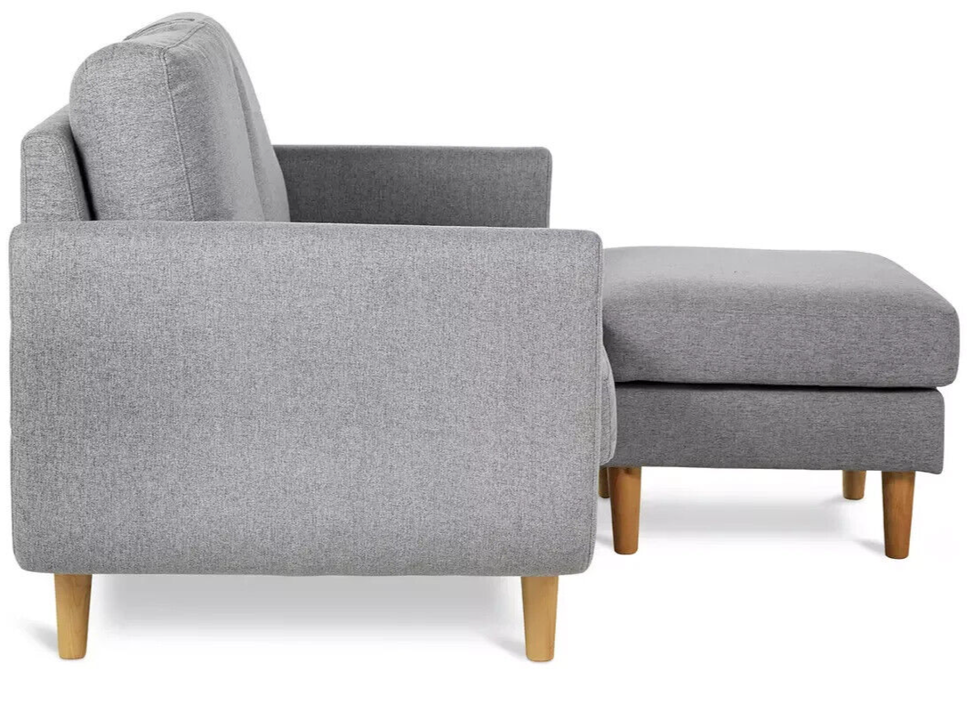Habitat Remi Fabric 2 Seater Chaise Sofa in a box-Light Grey