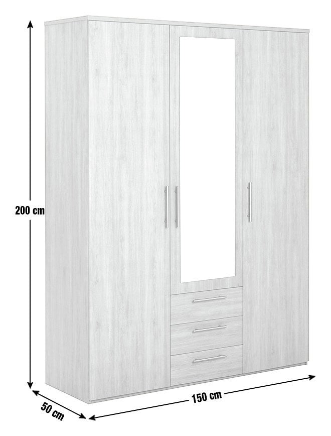 Home Brisbane 3 Door 3 Drawer Wardrobe – Grey | Sleek Neutral Aesthetic