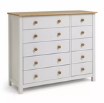Home Scandinavia 10 Drawer Chest Pine & White | Bedroom Storage Chest of Drawers