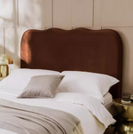 Onda Velvet Kingsize Headboard Rust | Luxury Bedroom Bed Backrest Panel