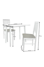 Home Solid Wood Extending Dining Table & 2 White Chairs | Modern Kitchen Set