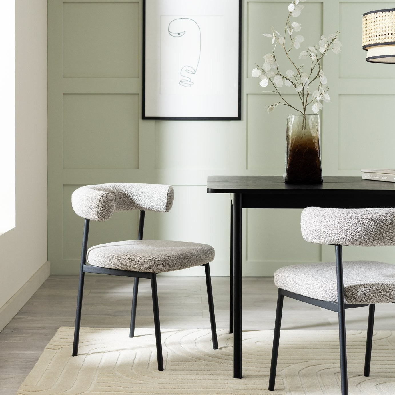 Oakie Pair of Fabric Dining Chair - Grey | Soft Upholstered Comfort