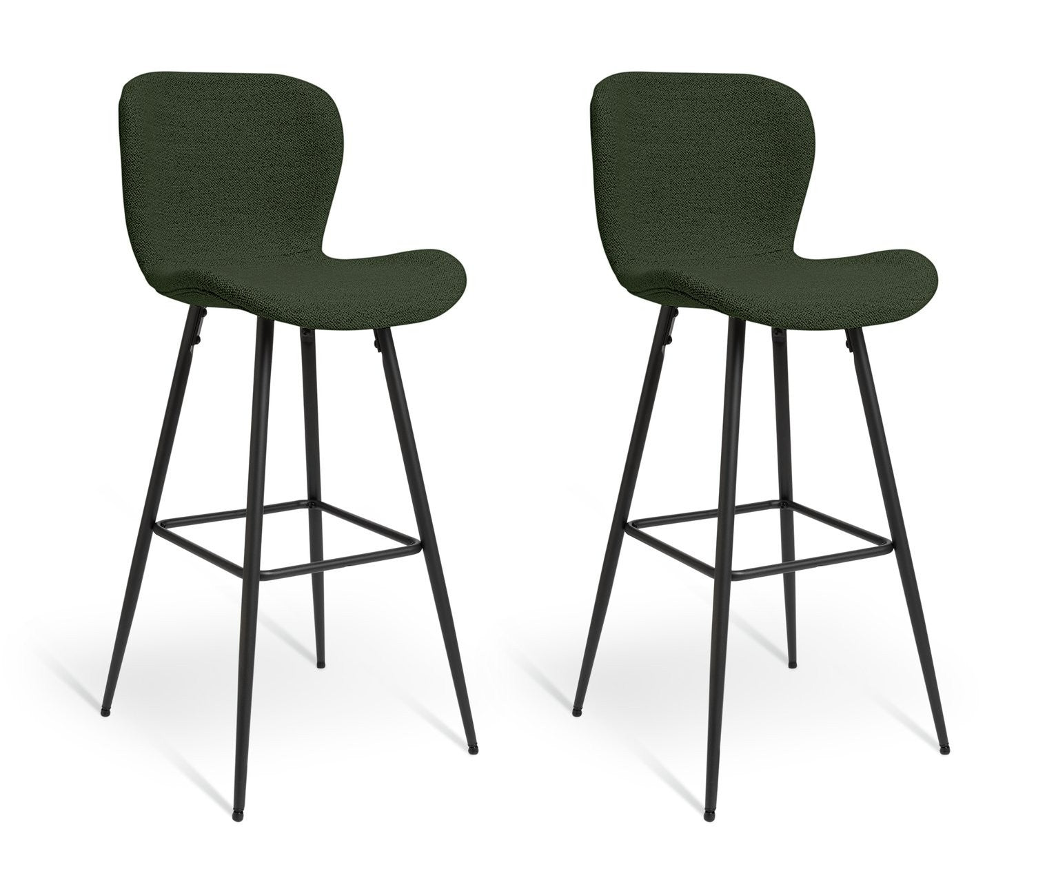 Etta Pair of Fabric Bar Stools - Green | Counter Stools Pair
