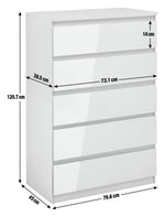Jenson 5 Drawer Chest - Grey Gloss | Sleek Storage Solution