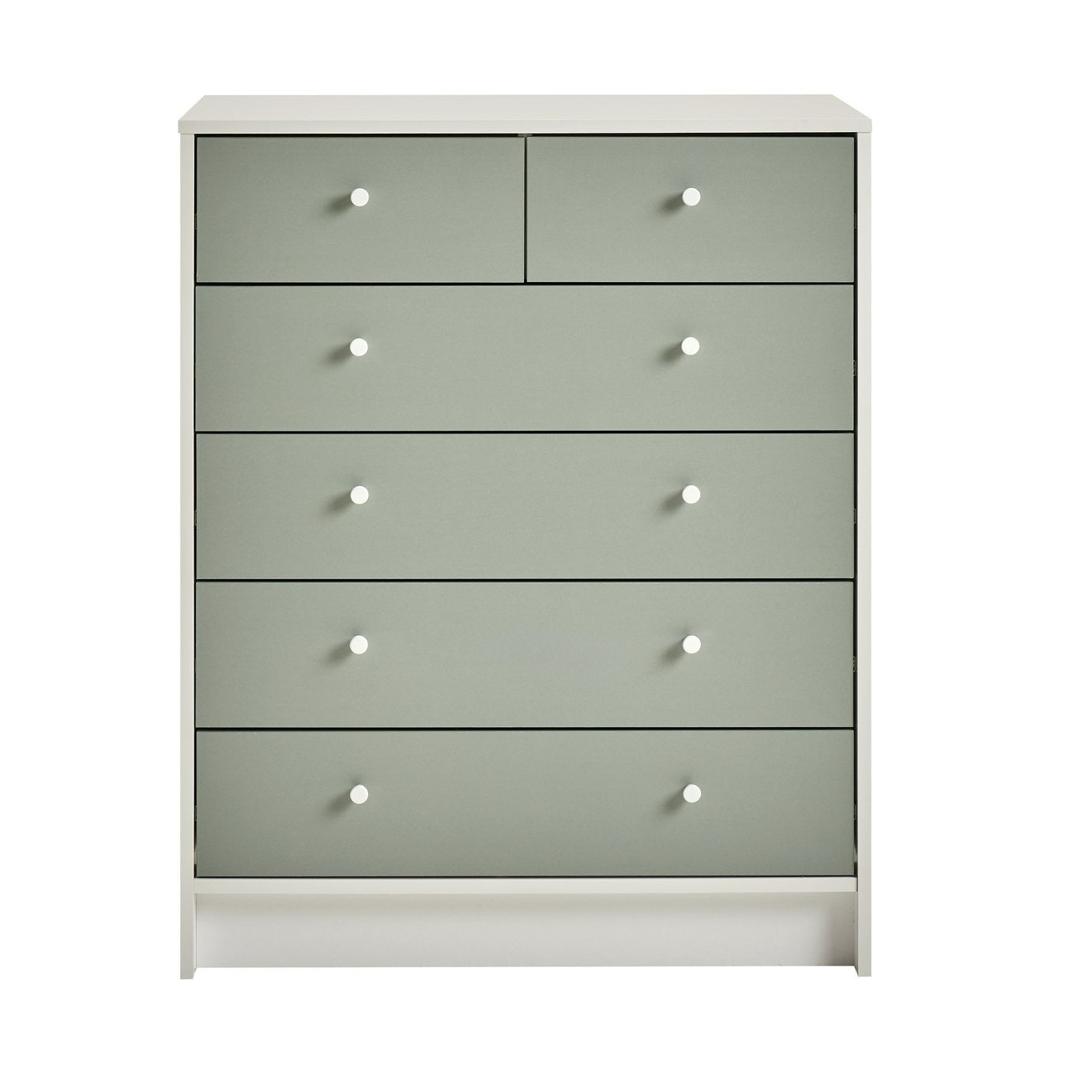 Home Kids Malibu 6 drawer Chest - Green and White | Kids bedroom drawers