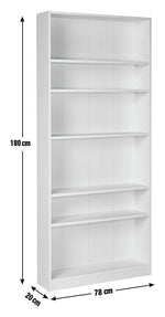 Maine 6 Shelf Bookcase - Shelving Storage Unit Display Cabinet - White