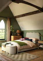 Onda Linen Double Headboard - Stripe Sage | Soft velvet bed backboard