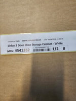 Chloe 2 Door Shoe Storage Cabinet - White (B Grade)