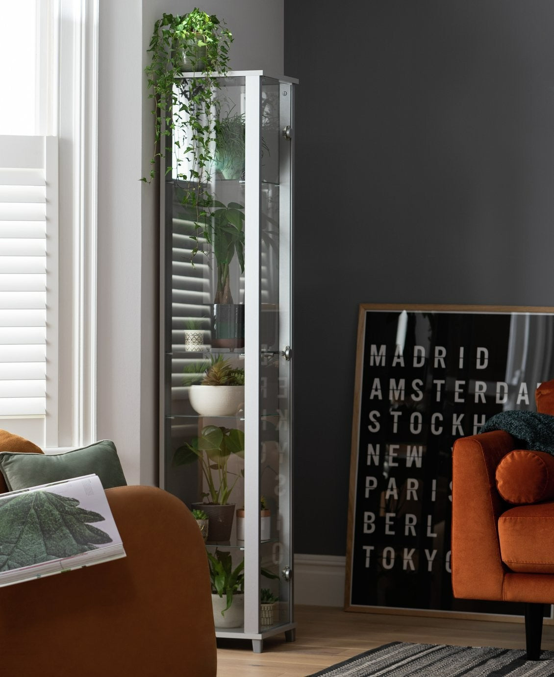 Home 1 Door Glass Display Cabinet - Silver | Modern Home Showcase